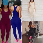Women Casual Sleeveless Bodycon Rompers Running Gym Black M