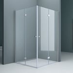 Cabine de Douche Pliable 80x120 Porte de Douche Pliante Design Ravenna26K avec Receveur de Douche Paroi Rabattanble en Verre Transparent avec