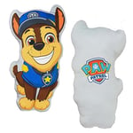 Character World Coussin Officiel Paw Patrol en Forme de Chien Chase, Super Doux, réversible, Double Face, Coussin Motif Sourire, Parfait pour la Chambre à Coucher ou sur Le canapé