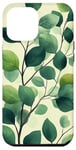 Coque pour iPhone 12 Pro Max Feuilles Botanique Fleur Plante Dessin Au Trait Vert Sauge