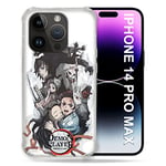 Coque Compatible MagSafe pour Iphone 14 Pro Plus (6.7) Manga Demon Slayer Blanc