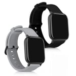 kwmobile Watch Bands Compatible with Huami Amazfit GTS/GTS 2 / GTS 2e / GTS 3 - Straps Set of 2 Replacement Silicone Band - Black/Grey