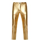 UK Mens Party Pants Slim Fit Bright Holographic Pants Classic Plain Trousers