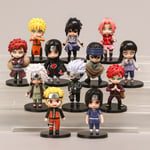 12-pack Naruto Anime Shippuden Hinata Sasuke Itachi Kakashi Gaara Jiraiya Sakura Q-version PVC-figurer Leksaker Dockor Barnpresent