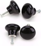 Lot de 6 boutons de porte ronds en porcelaine et céramique pour chambre à coucher, placard, tiroir Noir