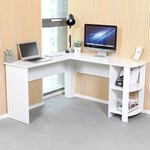 Mondeer - Bureau d'angle, table de travail, 140 x 130 x 72 cm Bureau d'ordinateur en L-forme,Blanc