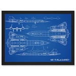 Artery8 SR-71 Blackbird Habu US Airforce Aircraft Spy Plane Blueprint Plan Artwork Framed Wall Art Print A4