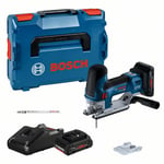 Batteridrevet stikksag Bosch GST 18V-155 SC; 18 V; 2x4,0 Ah batt.