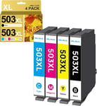 503Xl Cartouches D'Encre Remplacement Pour Epson 503 503 Xl Pour Epson Expression Home Xp-5205 Xp-5200 Workforce Wf-2960Dwf Wf-2965Dwf (Noir Cyan Magenta Jaune, 4 Pack)