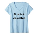 Womens Girls love 3-wick candles black flame candle fant Groovy V-Neck T-Shirt