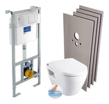 Pack wc Bâti-support + wc Serel SM26 sans bride + Abattant softclose + Plaque chrome + Set habillage - Villeroy&boch