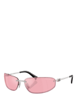 Miu Miu 0MUA50S Wrap Sunglasses, Silver/Pink