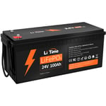 Litime - Batterie Lithium LiFePO4 24V 100Ah ,batterie solaire et éolienne stockage avec panneau solaire, Parfaite pour Camping-Car, Bateau, Moteur de