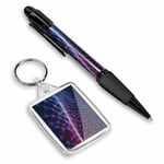 Pen & Keyring (Rectangle) - Cool Digital Landscape Tech  #2555