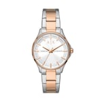 Armani Exchange Montre pour Femme, Mouvement à Trois Aiguilles, Boîtier en Acier Inoxydable 2T Argent/Rose de 36 mm avec Bracelet en Acier Inoxydable, AX5258