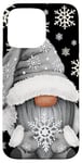 Coque pour iPhone 15 Pro Max Cool Grey Goth Gnome With Cute Snowflake Pattern For Winter