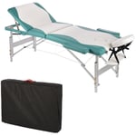 Mucola - Aluminium 3 zones massages, banque de massage blanc/vert + sac - banc