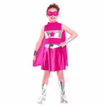 Girls Pink Superhero Costume Book Week Child Fancy Dress Outfit