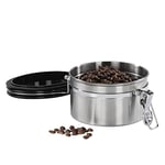 Xavax Boîte à café pour 250 g de grains de café (boîte de conservation hermétique avec fermeture aromatique, récipient en acier inoxydable, boîte pour conservation du café, du thé, du cacao) - Argenté