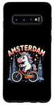 Coque pour Galaxy S10 Amsterdam Pays-Bas Licorne Vélo Fille Femme Rainbow