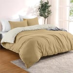 Dreamzie - Housse de Couette 200x220 cm avec 2 Taie Oreillers 80x80 cm - Beige/Sable - Parure de Lit 200x220 en 100% Microfibre - 3 Pièces - Certifié sans Produits Chimiques (Oeko TEX)