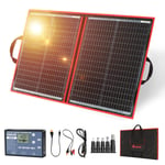 Kit Panneau Solaire 100W 18V Pliable Portable Monocristallin Avec régulateur de charge solaire (2 ports USB) pour batteries 12V, camping-car, bateau