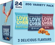 LOVE CORN Variety Pack 8x Sea Salt, 8x BBQ, 8x Salt & Vinegar 20g Healthy