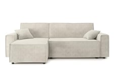 BAÏTA Mira 4 Seater Corner Sofa Bed with Reversible Corner Storage Chest in Beige Corduroy