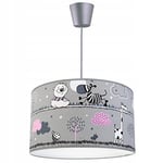 Light-Home - LADYBIRD - Abat Jour Suspension Luminaire Lustre - Moderne Abat Jour Plafond - Métal et Tissu - E27-1-Lumières 35 cm - Gris et Bleu