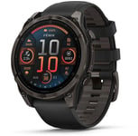 Garmin fenix 8 47 mm AMOLED Sapphire Karbongrå DLC-titan med sort silikonrem