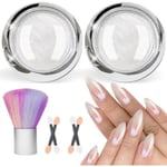 Pearl Chrome Nagelpulver, 2 lådor Aurora Ice Transparent White Chrome Pulver för naglar Glaserade Donut Pärlemor Magiskt Nagelpulver Spegeleffekt White B