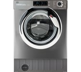 Hoover H-Wash 300 Pro HBDOS 695TAMCRE-80 Integrated WiFi-enabled 9 kg Washer Dryer, Silver/Grey