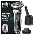 Braun Series 7 Rasoir Électrique Homme À Grille Sans Fil Argent, Rasage De Precision & En Douceur, Tondeuse Même Pour Les Barbes Dures & Parties Délicates, Étanche, Rechargeable, 70-S7200cc