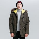 Parka Homme De Marque Col En Fausse Fourrure Amovible Mi-Longue À Capuche Doudoune Hommes Épaississant À Poches Multiples Manteau Homme En Cotton -Zs306920