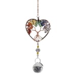 Sun Catchers, Chakra Healing Crystals, Natural Crystal Pendant, Rainbow Maker, Heart Shaped Tree of Life Ornament, Meditation Ornaments, Indoor Outdoor Home Decoration(Colorful Heart)