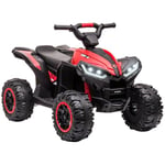 HOMCOM Quad électrique Enfant 12 V, Voiture électrique Enfants 2 Moteurs 2 Vitesses 3-6 km/h, phares LED, klaxon, MP3 et USB, 4x4 électrique Enfant de 3 à 5 Ans poignée et Selle Ergonomique, Rouge