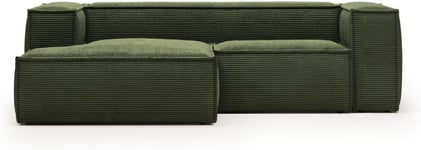Blok, Chaiselong sofa, Venstrevendt, grøn, H69x240x174 cm, fløjl