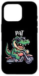 Coque pour iPhone 16 Pro Pat Funny Alligator Moto Design pour garçon Nom Pat