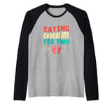 Retro Valentines Day Gender Reveal Eating Chocolate For Two Raglan Baseball Tee