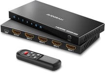 Hdmi Switch 4K 60Hz, Hdmi 2.0 Commutateur 4 In 1 Out, 4 Port Hdmi Selector Box With Ir Télécommande Soutien Hdcp 2.2 Hdr10 3D 18Gbps Pour Xbox Ps4 Roku Hdtv Monitor