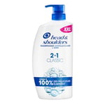 Head & Shoulders Classic 2 en 1 Shampoing Antipelliculaire, Tous Types de Cheveux, Pompe 1000ml. Jusqu'à 100% des Pellicules Éliminées, Cliniquement Prouvé. Usage Quotidien. Rafraîchissant