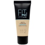 Maybelline Fit Me Foundation, Medium Coverage, Blendable With a Matte and Poreless Finish, For Normal to Oily Skin, Shade: 112 Soft Beige, 30ml