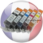 4+1 cartouches compatible d'encre PGI 525 CLI 526 BK  Color pour Canon MG5250