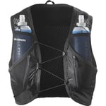 Salomon Active Skin 12 Gilet d'hydratation Trail running Randonnée Vélo unisexe avec flasques d'hydratation incluses, Facilité d’hydratation, Fit précis, Rangement optimisé, Noir, L