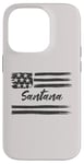 Coque pour iPhone 14 Pro Santana – Nom personnalisé, étoiles et rayures, drapeau des États-Unis