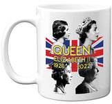 Stuff4 Queen Elizabeth II Commemorative Mug - The Queen Elizabeth II Union Jack Keepsake - Royal Memorial Gifts, Memorabilia Souvenirs, Royal Mugs for Him Her, 11oz Ceramic White Premium Mugs