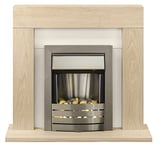 Adam Malmo Electric Fireplace Suite Oak with Helios Electric Fire, 2000 Watt