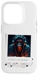 Coque pour iPhone 14 Pro DJ rave à capuche gorille avec casque gamer professionnel