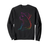 Stylish Cat in Hat with Rainbow Colors Sweatshirt