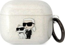 Karl Lagerfeld KLA3HNKCTGT Coque Airpods 3 transparente Gliter Karl&Choupette, ?tui pour ?couteurs + casque